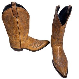 Code West Vintage Mens Distressed Brown Leather Western Boots US 10.5M Cowboy